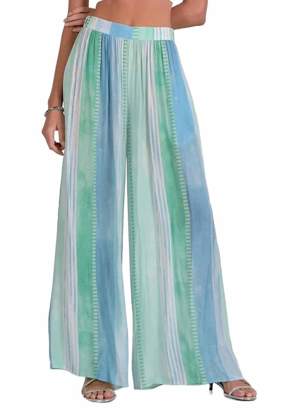 NEW ELAN printed wide leg pant in blue strovia